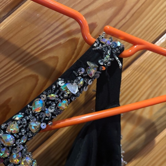 Prom dress black one shoulder beaded prom dress - Picture 2 of 3